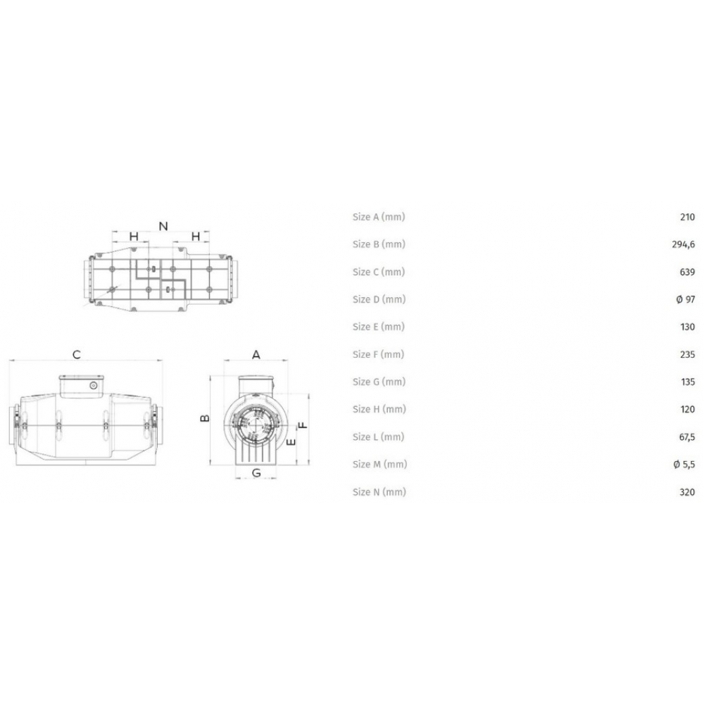 Канальний вентилятор Vortice Lineo 125 Quiet ES