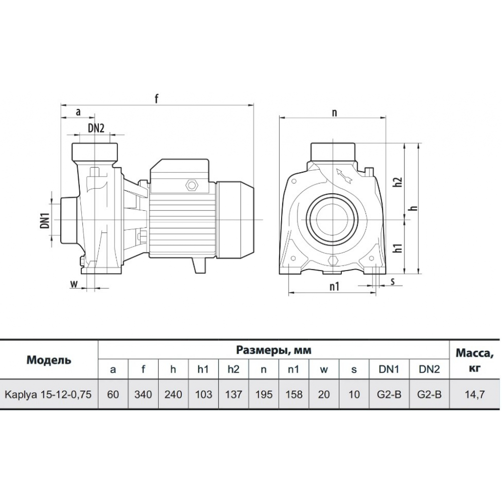 Поверхностный насос центробежный NPO Kaplya 15-12-0,75