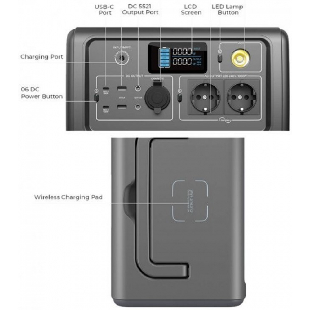 Портативная зарядная станция Bluetti PowerOak EB70 1000W 716Wh