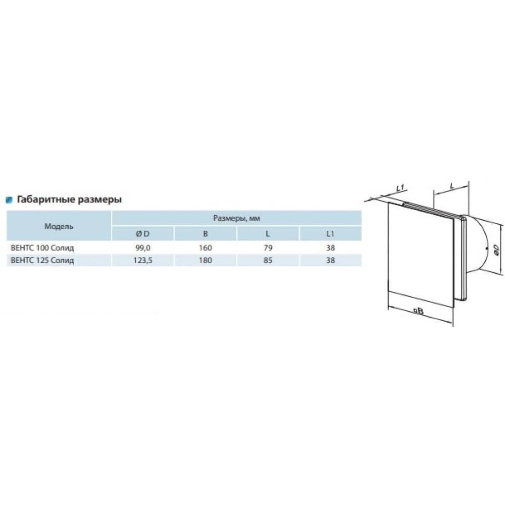 Витяжний вентилятор настінний Vents 100 Солід Алю