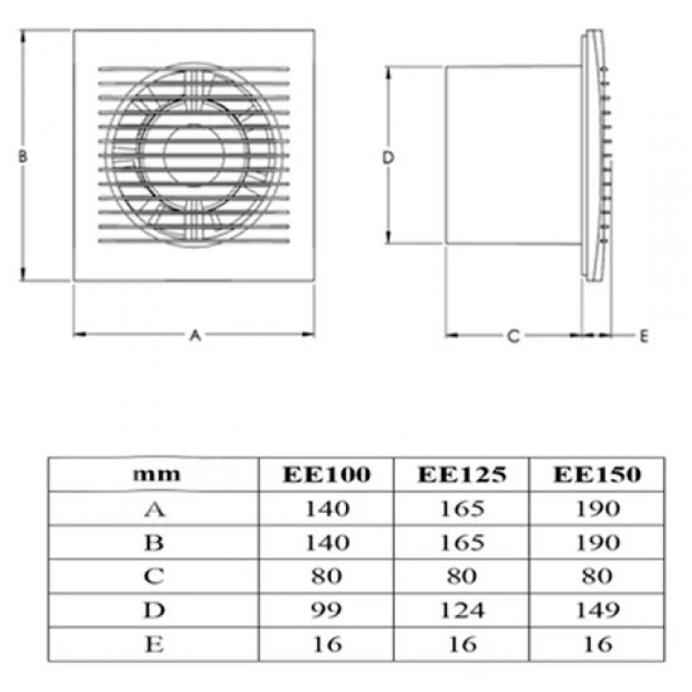 Вытяжной вентилятор настенный Europlast E-extra EE120 (Ø120mm)