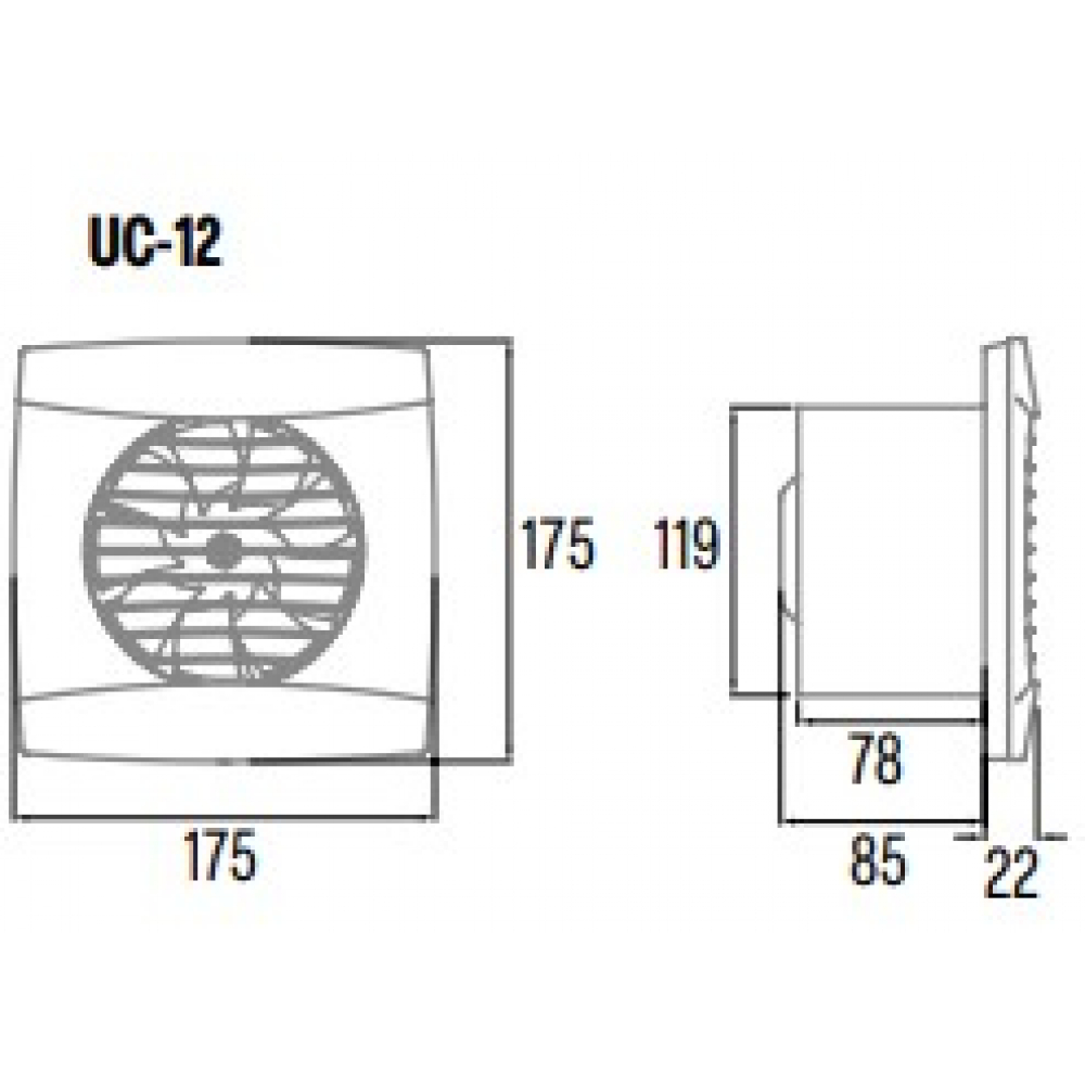 Витяжний вентилятор настінний Cata UC-12 STD Black