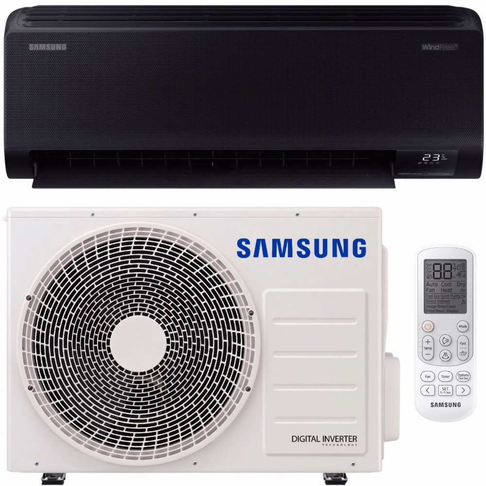 Кондиционер настенный Samsung AR70F12C1BBNUA New WindFree Black Airise Diamond 2025