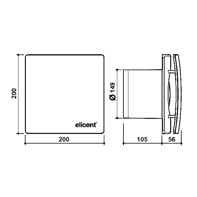 Вытяжной вентилятор настенный Elicent Elegance 150 MHY Smart Graphite