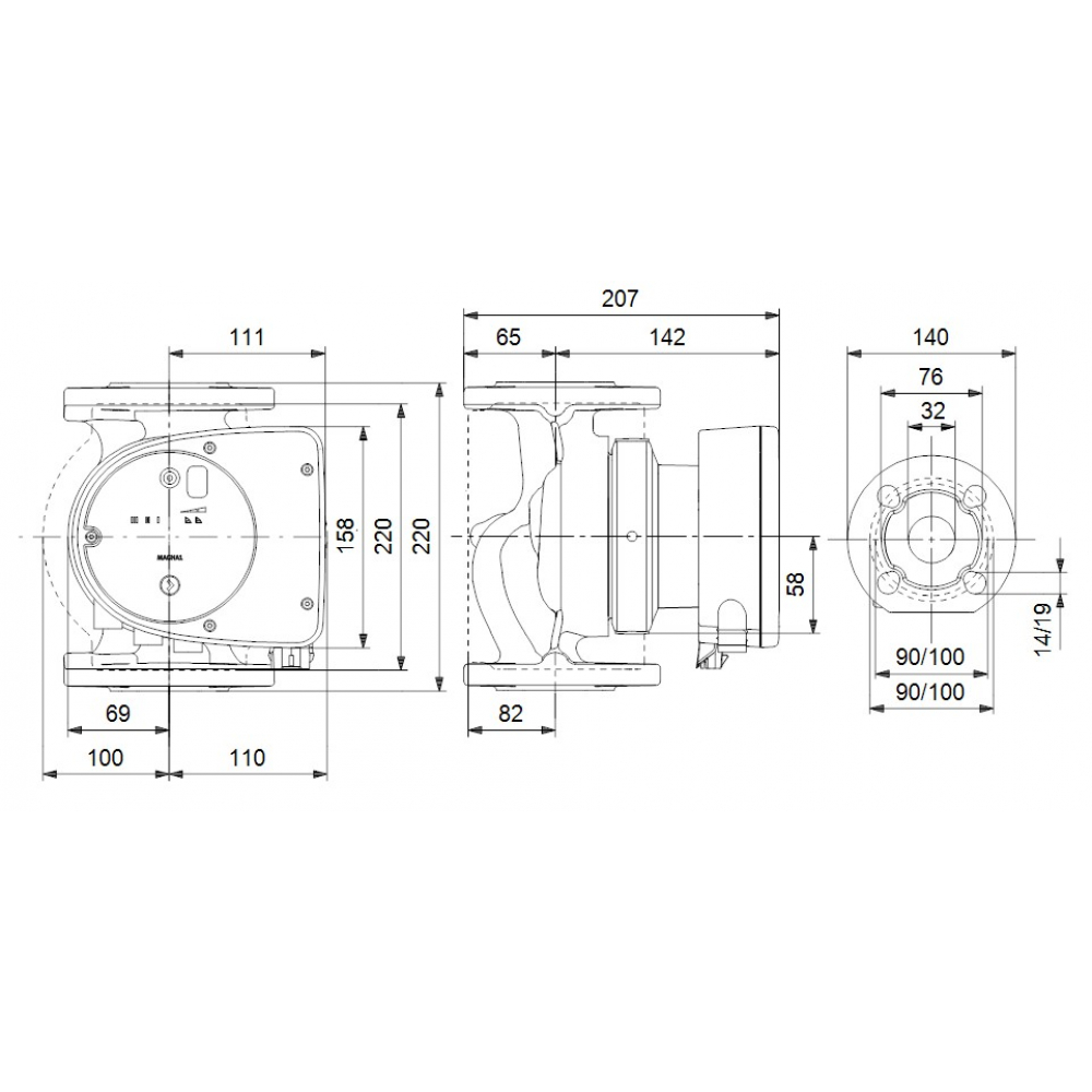Циркуляционный насос Grundfos Magna1 32-80 F N 220 (99221277)