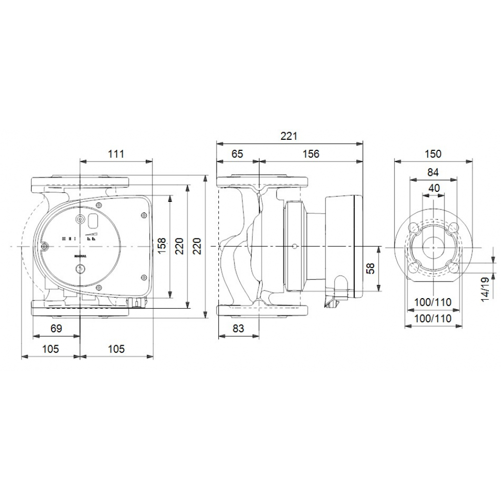 Циркуляционный насос Grundfos Magna1 40-60 F N 220 (99221300)