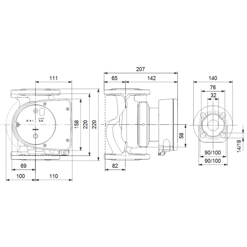 Циркуляционный насос Grundfos Magna1 32-100 F N 220 (99221257)