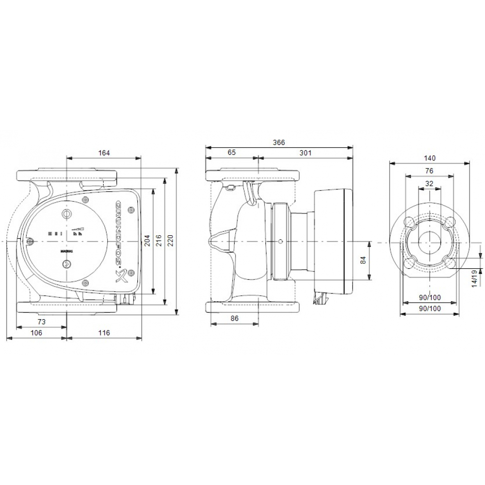 Циркуляційний насос Grundfos Magna1 32-120 F N 220 (99221289)
