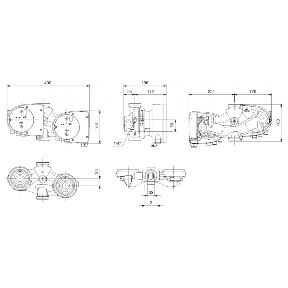 Циркуляционный насос Grundfos Magna1 D 32-60 180 (99221239)