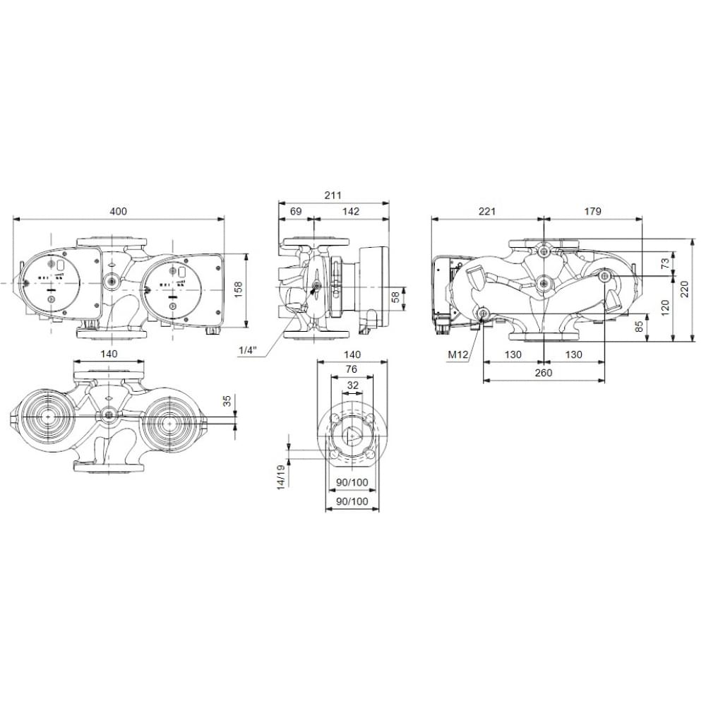 Циркуляционный насос Grundfos Magna1 D 32-80 F 220 (99221279)