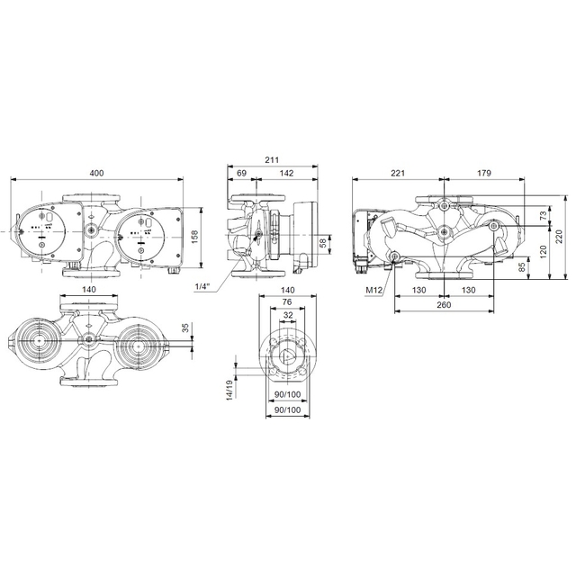 Циркуляционный насос Grundfos Magna1 D 32-80 F 220 (99221279)
