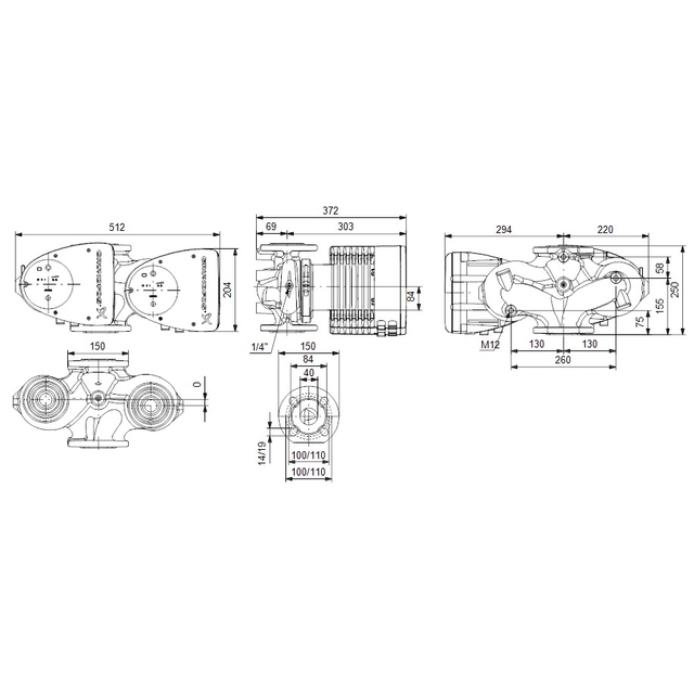 Циркуляционный насос Grundfos Magna1 D 40-120 F 250 (99221310)