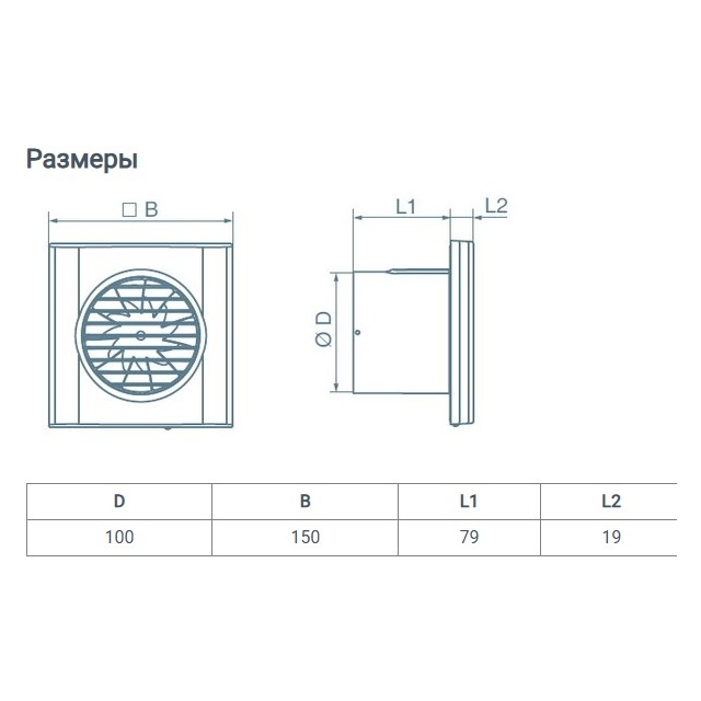 Вытяжной вентилятор настенный Домовент 100 Тиша Л