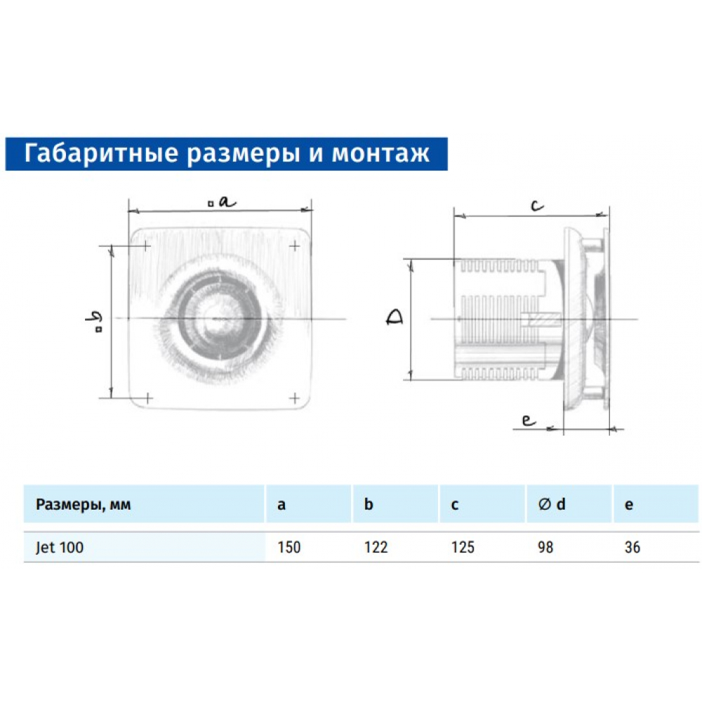 Витяжний вентилятор настінний Blauberg Jet Hi-Tech 100