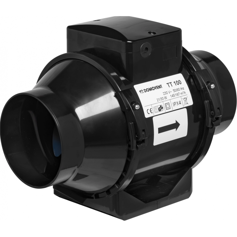 Канальний вентилятор Vents ТТ 100 чорний