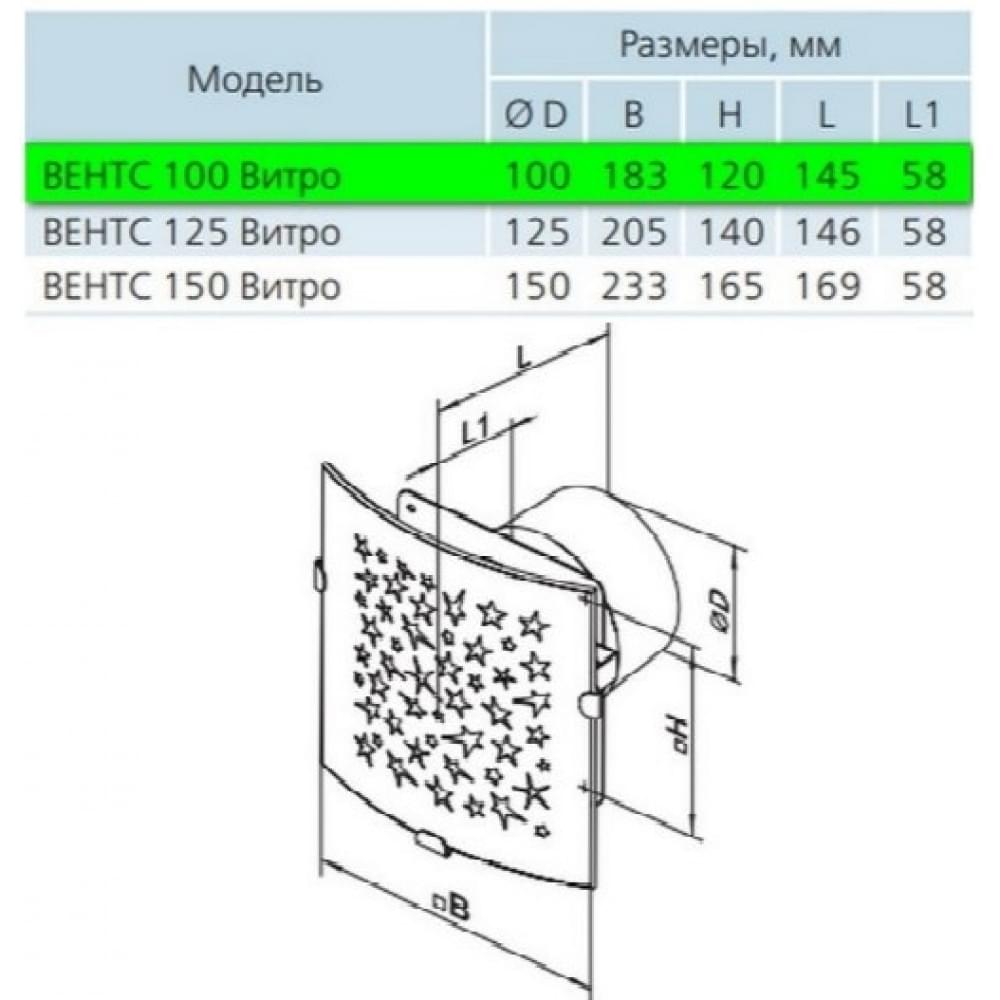 Витяжний вентилятор настінний Vents 100 Вітро 6