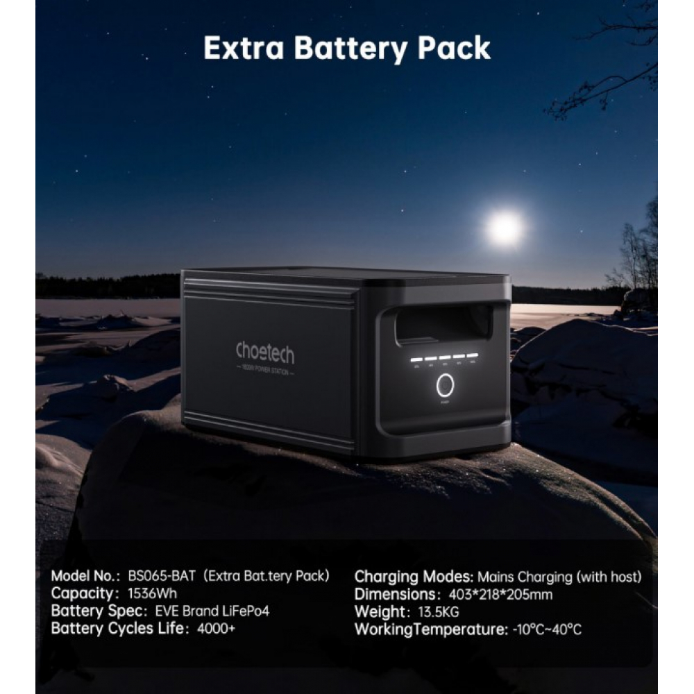 Батарея расширения емкости Choetech BS065 (BS065-BAT-BK) 1536Wh