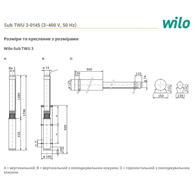 Свердловинний насос Wilo TWU3-0145 3~ (П6) (4090895)