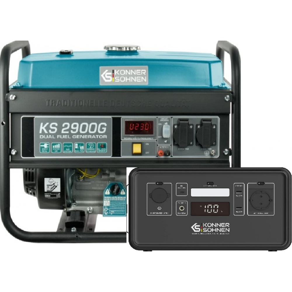Комбинированный генератор Генератор газобензиновый Könner&Söhnen KS 2900G + Портативная электростанция Könner&Söhnen KS 500PS