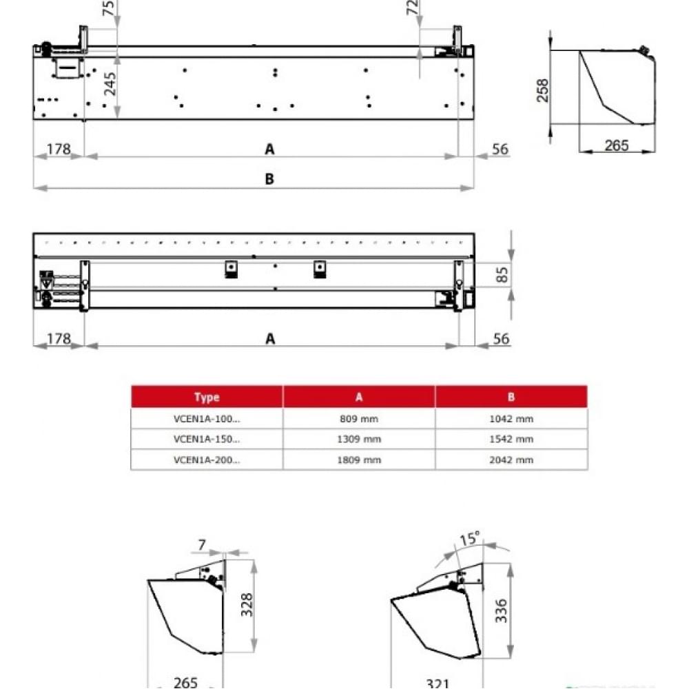 Теплова завіса з електричним нагріванням 2VV Entresse VCEN1A100-E1AC-IR-0A0
