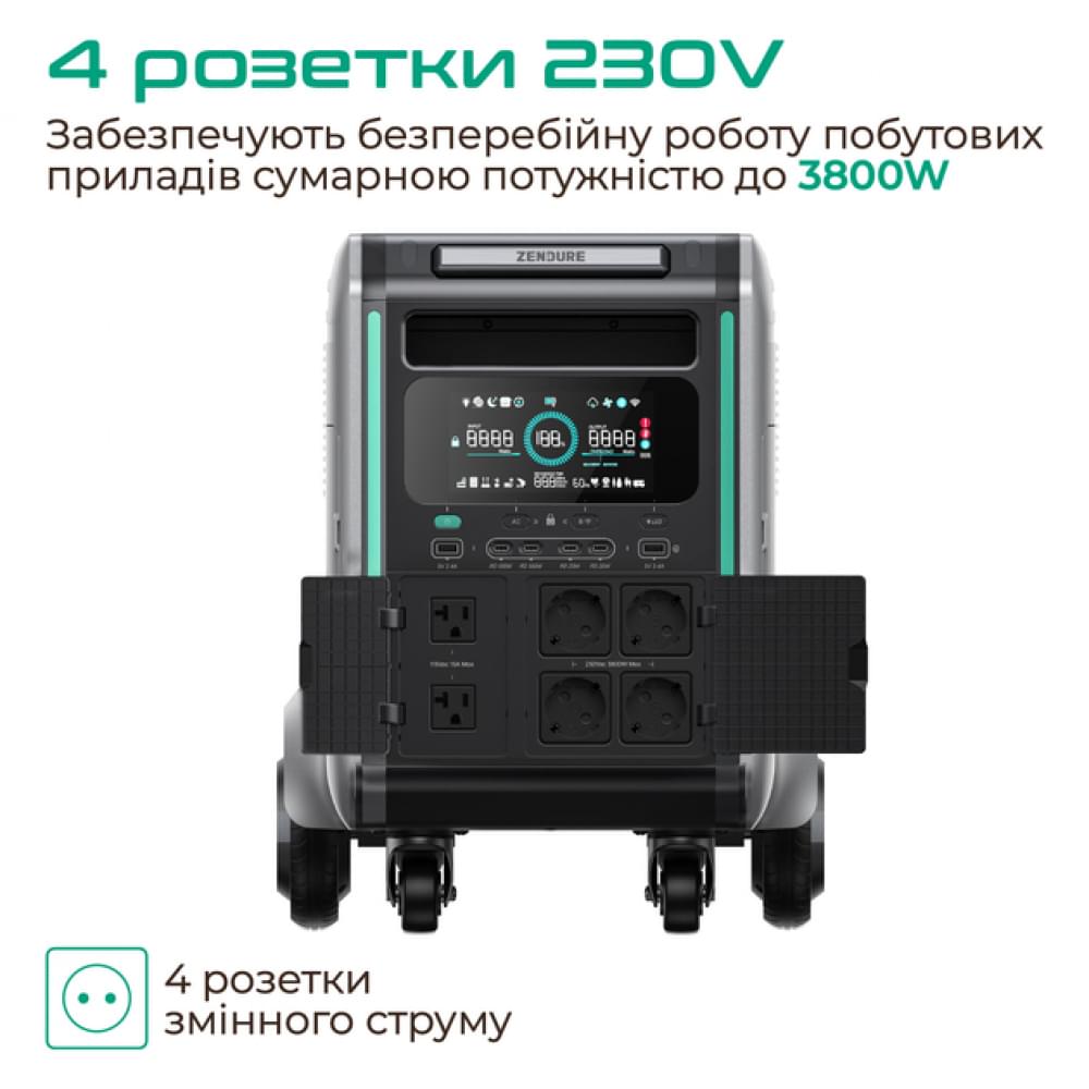 Портативна зарядна станція Zendure SuperBase V6400 3800W 6438Wh Li-ion (ZDSBV6400-gy-eu)