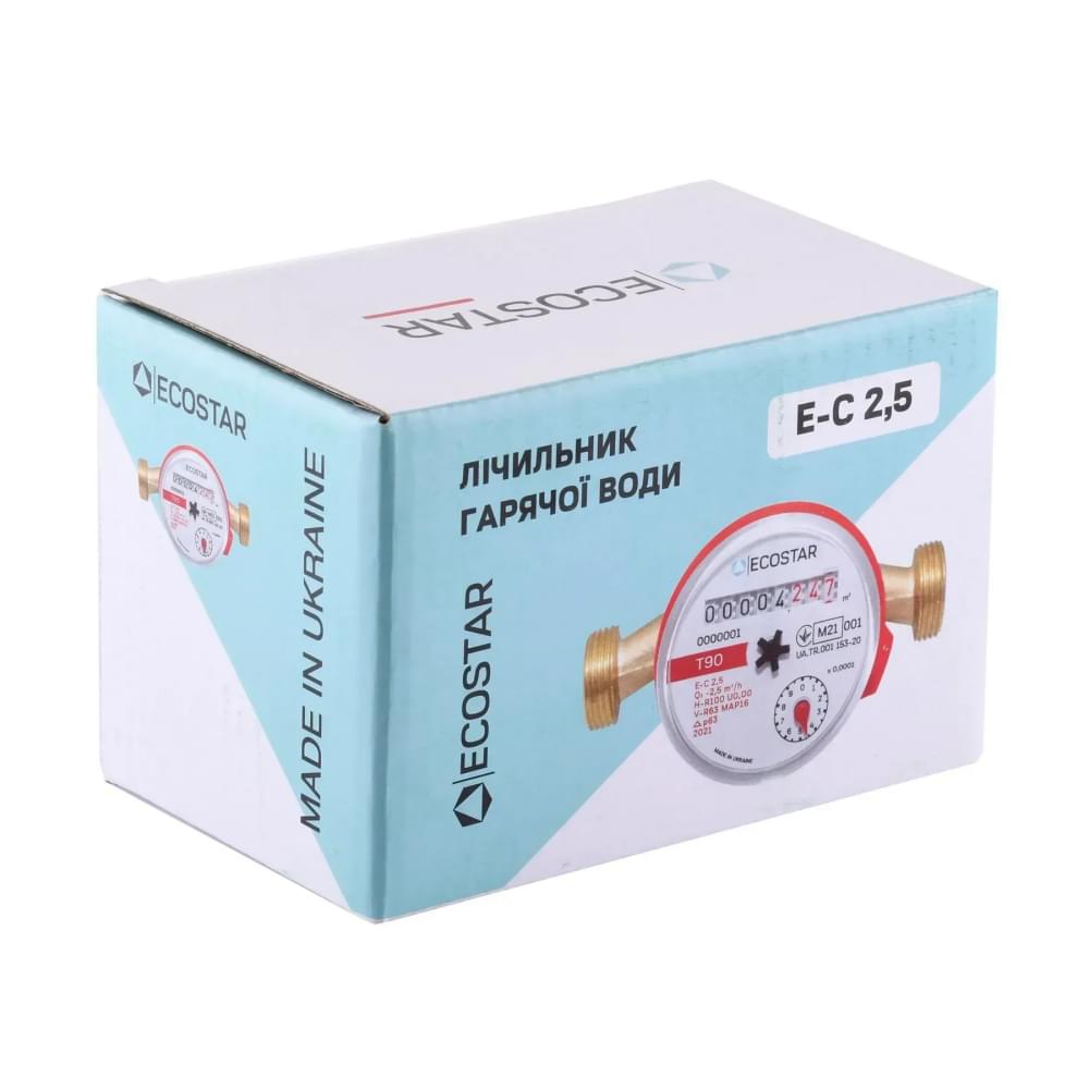 Счетчик для горячей воды Ecostar DN15 1/2″ без штуцера L110 E-C 2,5