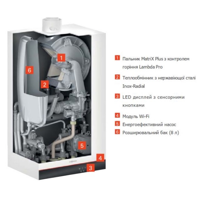 Котел газовый конденсационный Viessmann Vitodens 050-W BOKA 25 кВт + термостат ViCare (без труби)