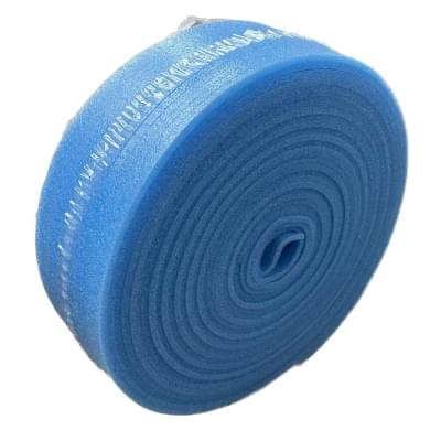 Демпферна стрічка з фартухом Heat-Pex 150*8мм насічками, клейовий шар 3мм, блакитна, 50 м/рулон