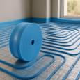 Демпферна стрічка з фартухом Heat-Pex 150*8мм насічками, клейовий шар 3мм, блакитна, 50 м/рулон