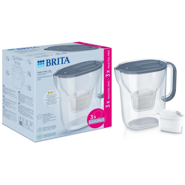 Фільтр-глечик Brita Style Essential XL MXPro 3.6л (2.3л очищеної води) + 3 картриджа сіро-блакитний