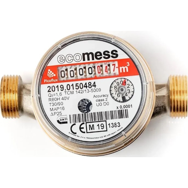 Счетчик для горячей воды Ecomess ГВ Picoflux DN15 Q3=1.6 м³/ч L110