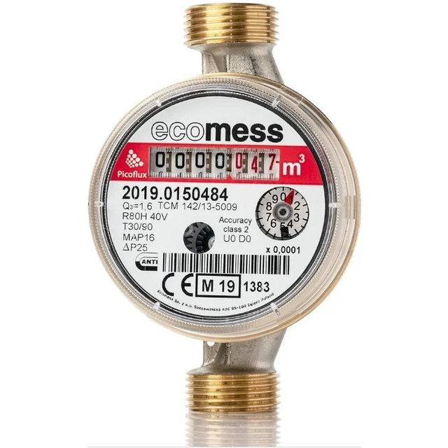 Счетчик для горячей воды Ecomess ГВ Picoflux DN15 Q3=1.6 м³/ч L110