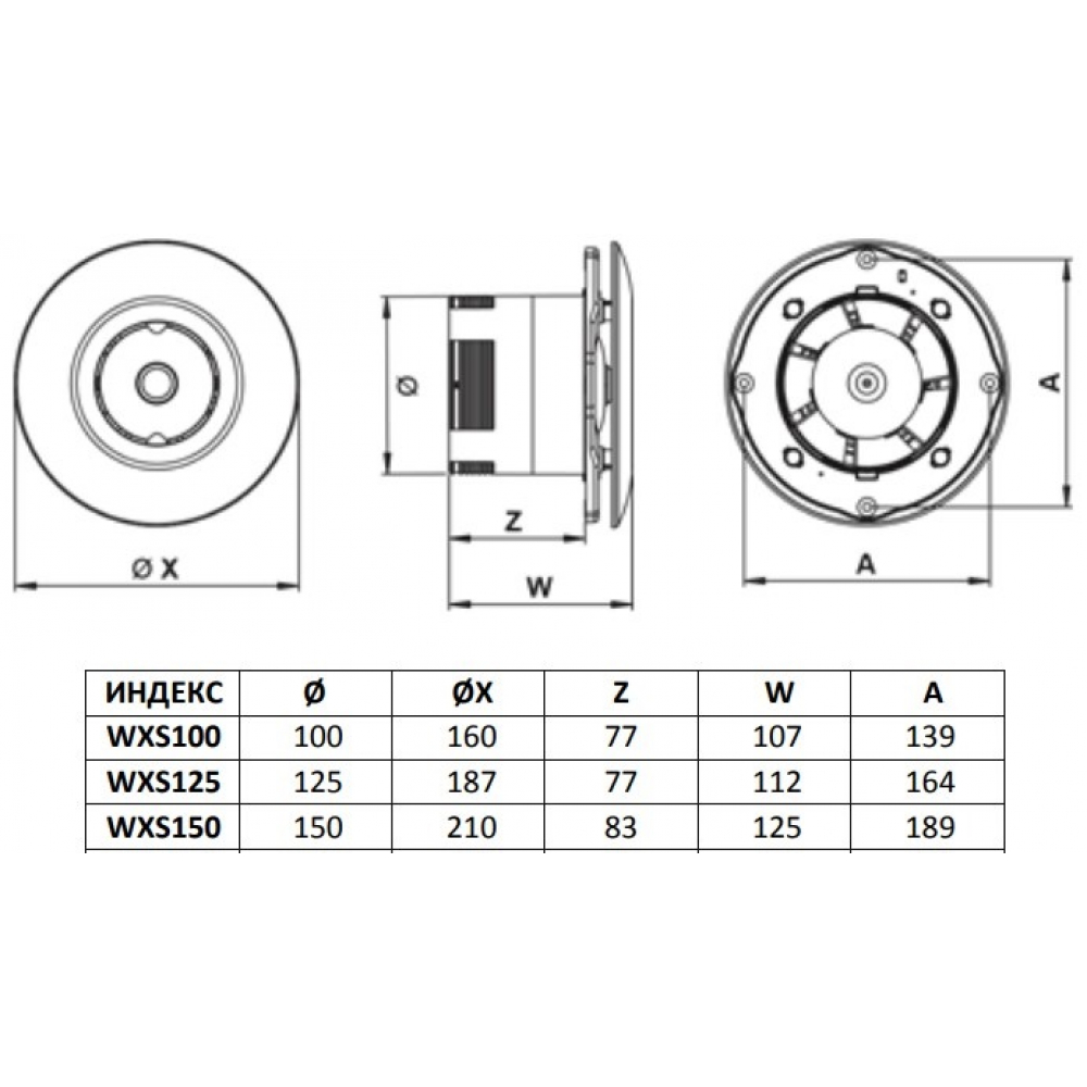 Витяжний вентилятор настінний Awenta Sateo WXS125