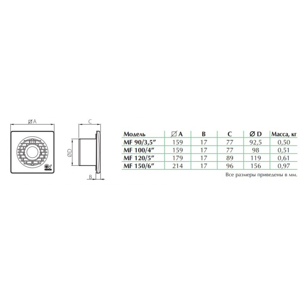 Витяжний вентилятор настінний Vortice Punto Filo MF 120/5" T