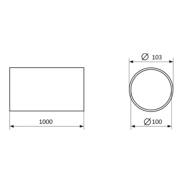 Воздуховод Vents 1005 (d100, 0,5м.)