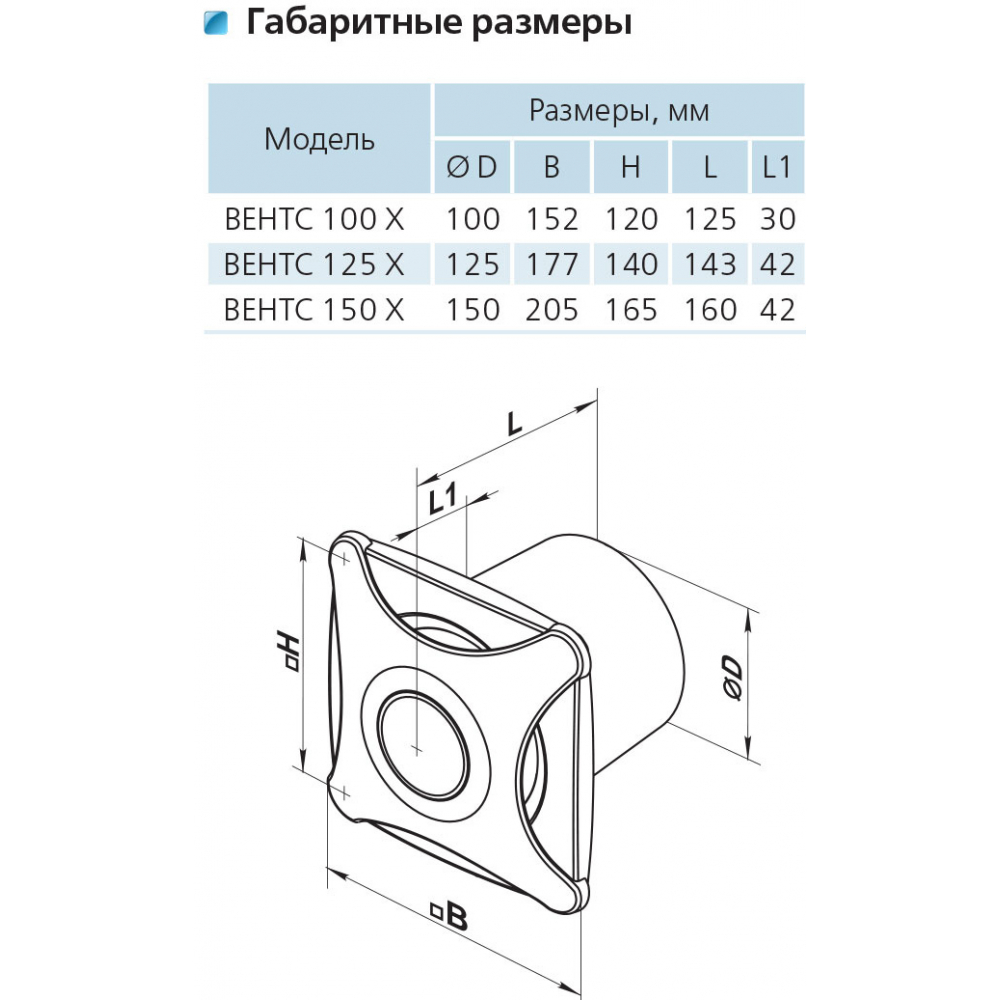 Витяжний вентилятор настінний Vents 100 Х алюм. лак.