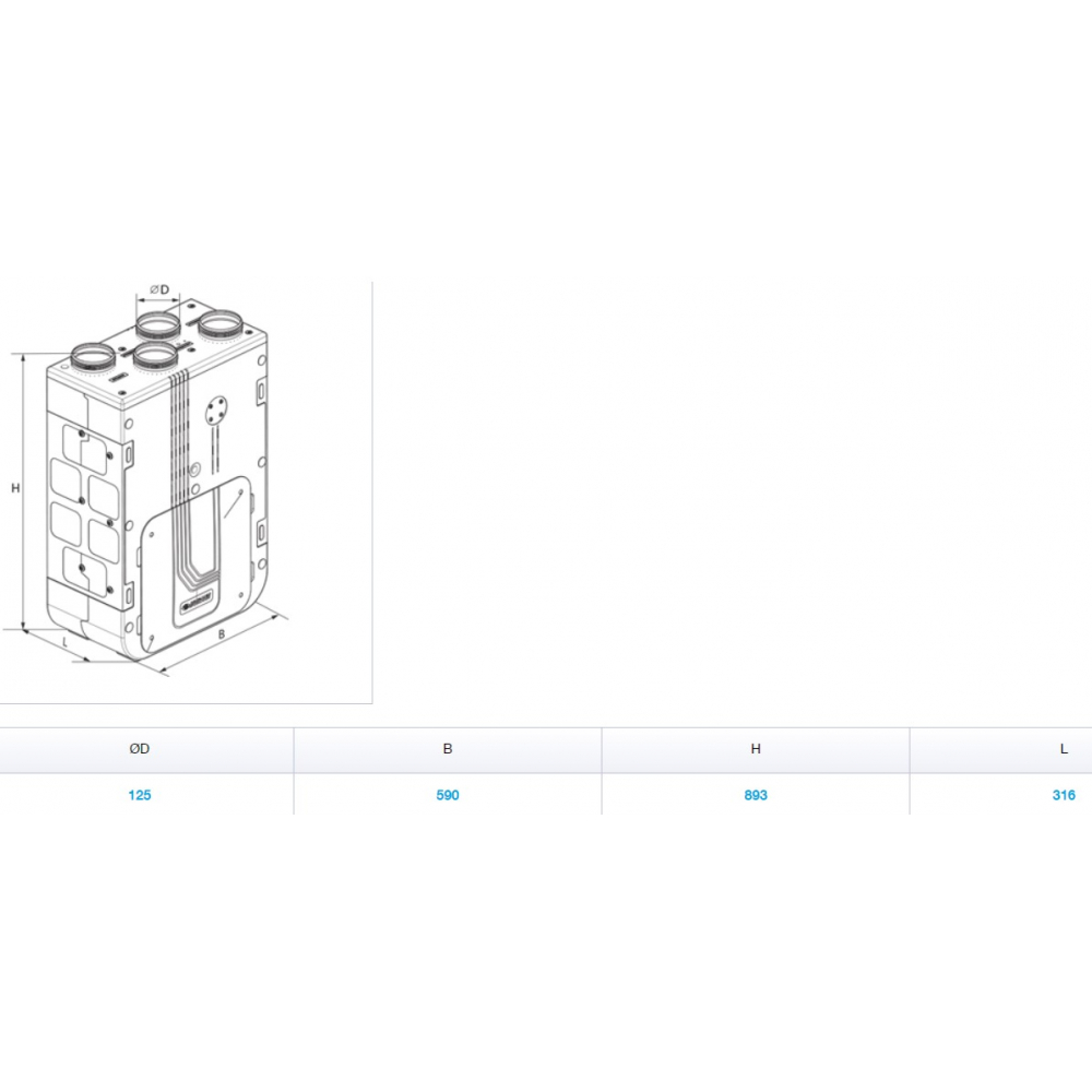 Приточно-вытяжная установка Vents ВУТ 270 В5Б ЕС А25