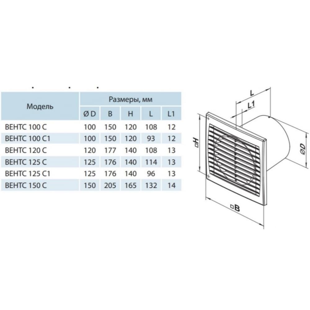 Витяжний вентилятор настінний Vents 100 С1
