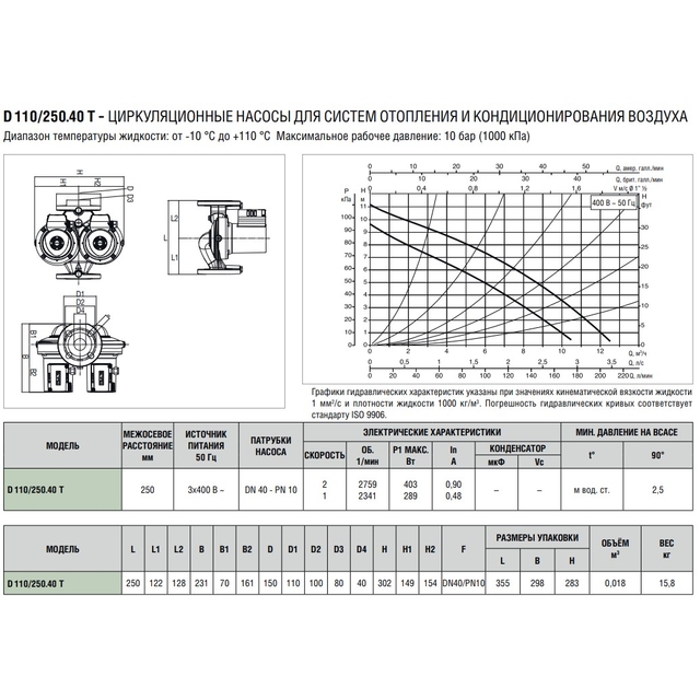 Циркуляционный насос DAB D 110/250.40 T (505828601)