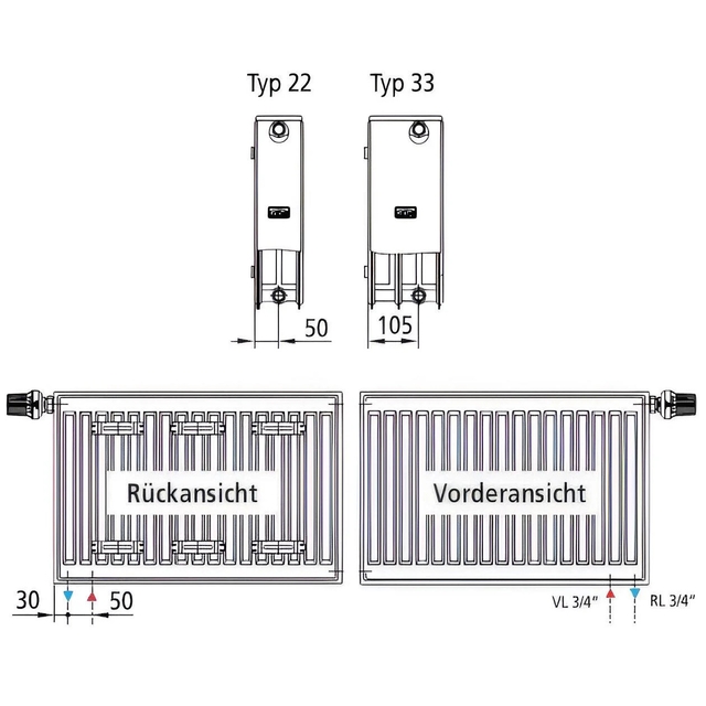 Стальной радиатор Kermi Therm-x2 Line-V PLV 22 205x1605 (PLV220201601RXK)