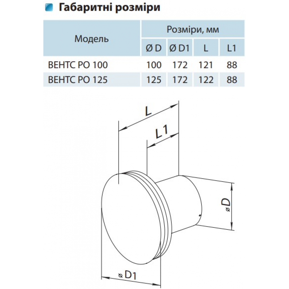 Вытяжной вентилятор настенный Vents 125 РО T Л