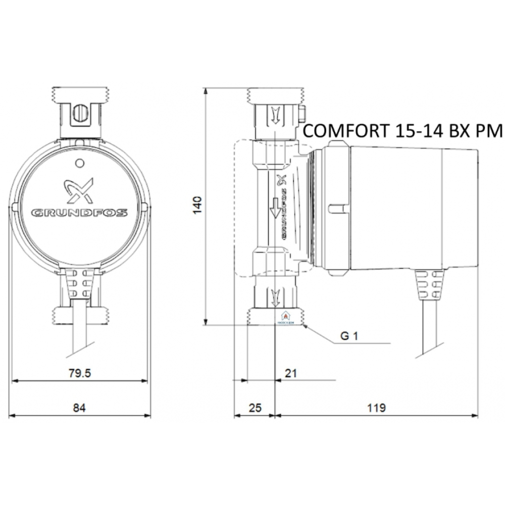 Циркуляционный насос Grundfos Comfort 15-14 BX PM (97916772)