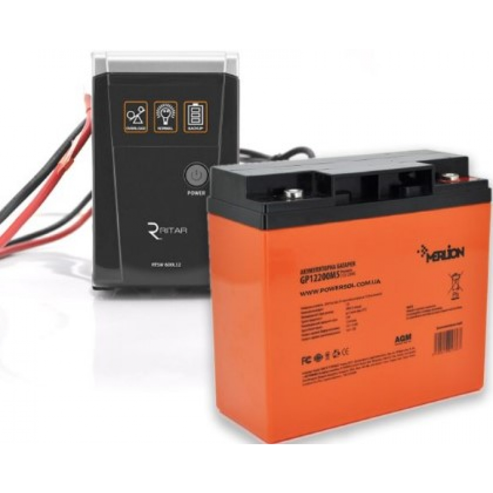 ИБП Ritar ИБП RTSW-600 LED + АКБ Merlion AGM 12V 60 Ah