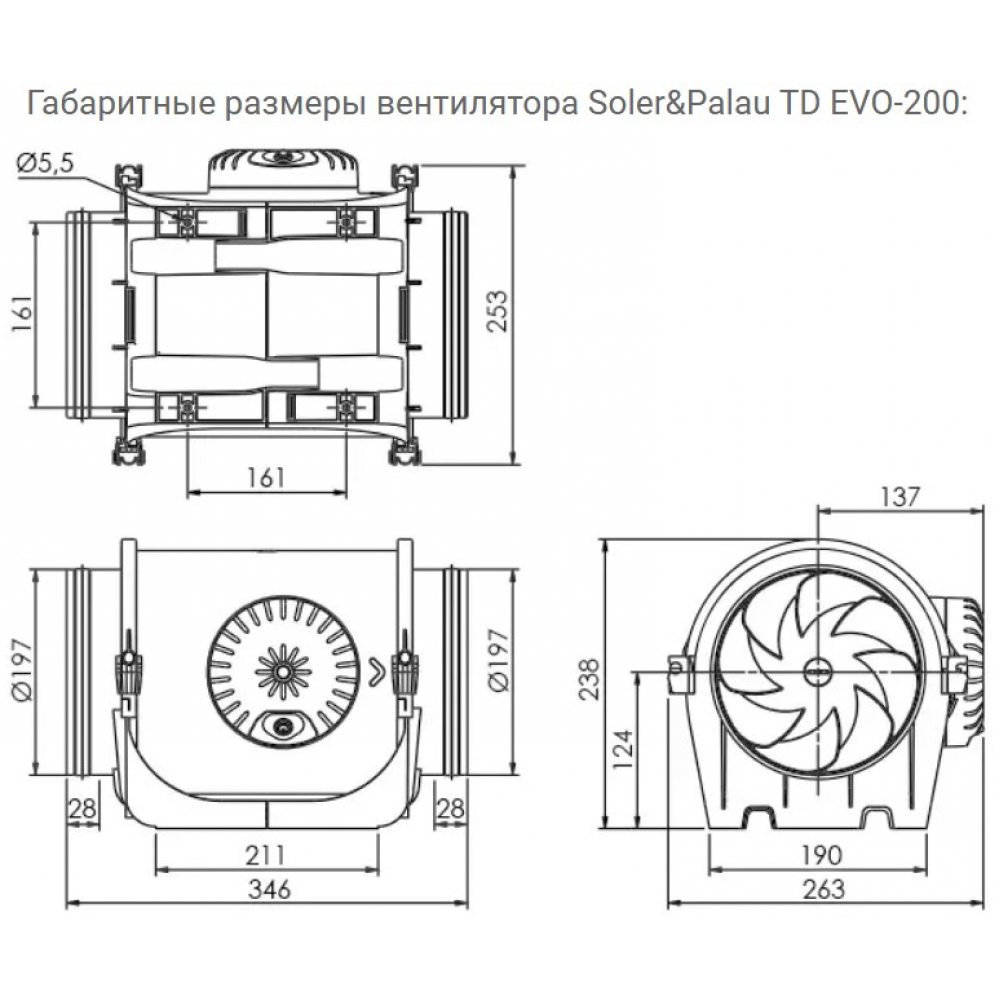 Канальный вентилятор Soler&Palau TD EVO-200 VAR N8 (5211007600)