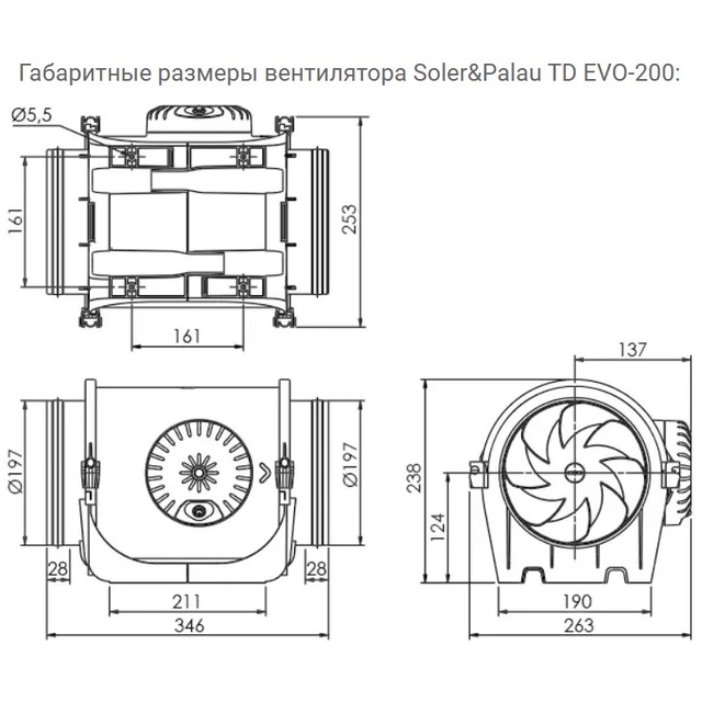Канальний вентилятор Soler&amp;Palau TD EVO-200 T N8(5211306200)