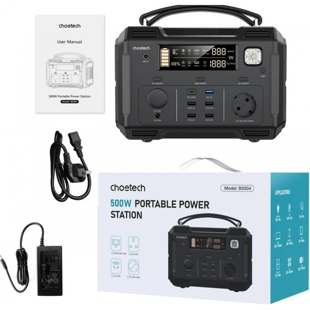 Портативна зарядна станція Choetech BS004 500W 505Wh