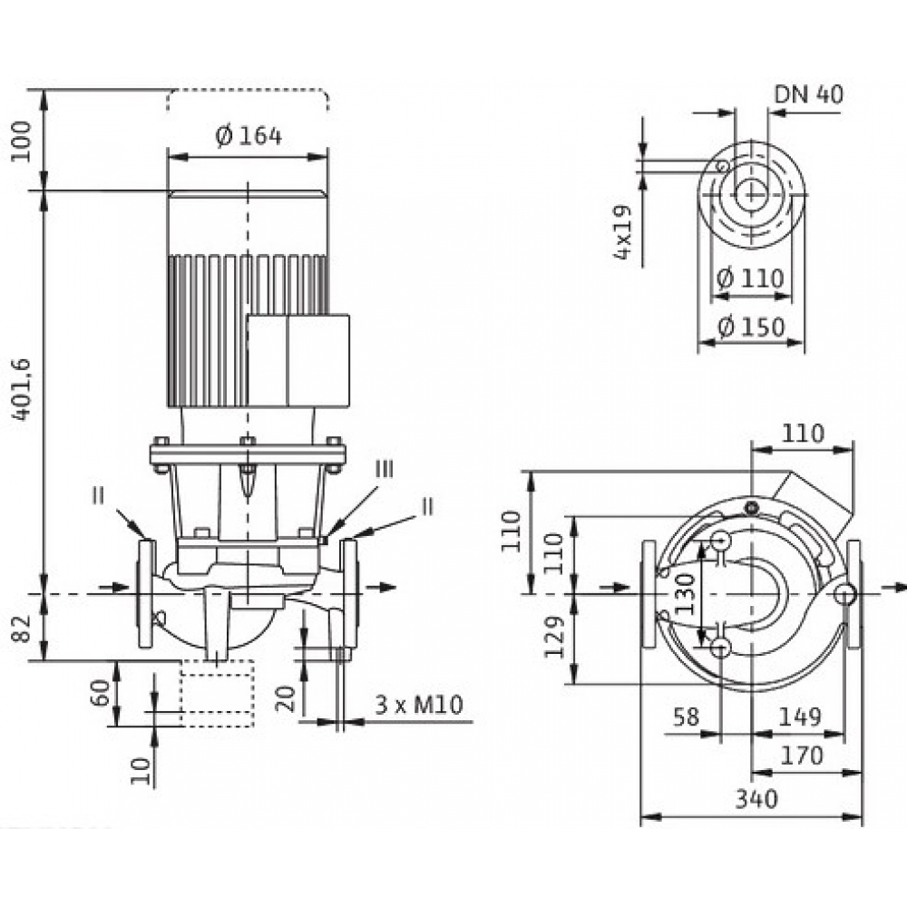Циркуляционный насос Wilo CronoLine IL 40/140-0,25/4 (2088320)