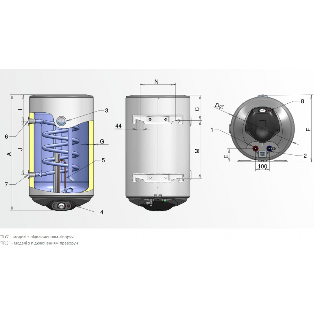 Комбинированный бойлер Eldom Thermo 100 WV10046 TRG