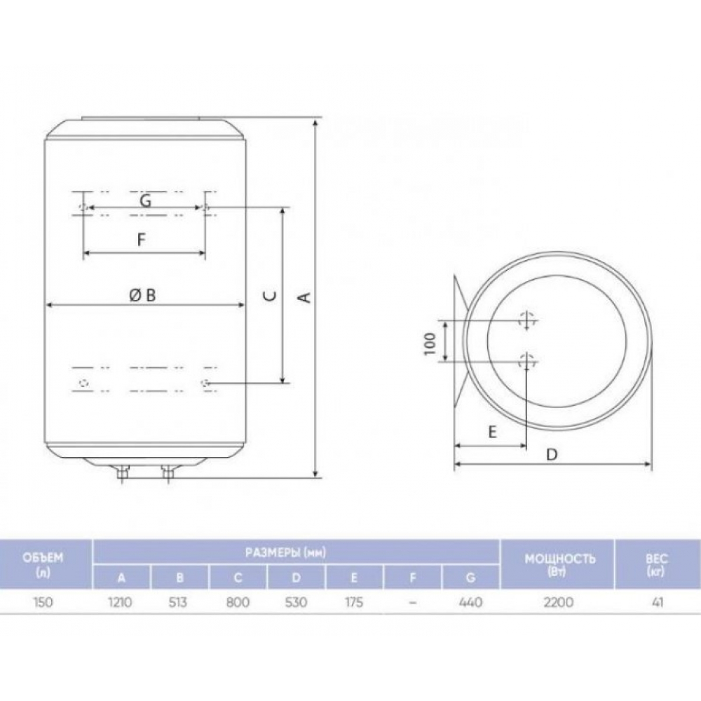 Бойлер накопичувальний електричний Atlantic Opro Central Domestic Wall Mounted 150 ES-VM150ME-B