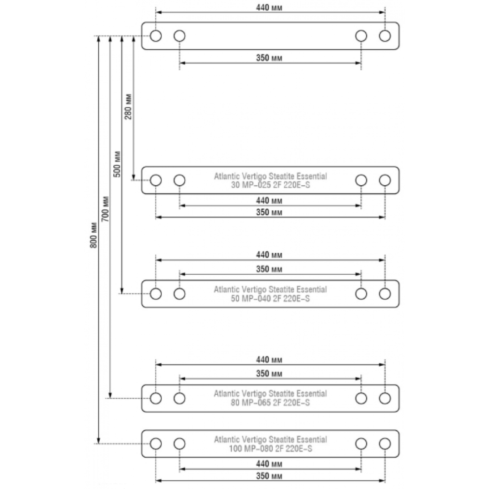 Бойлер накопичувальний електричний Atlantic Vertigo Steatite Essential 50 MP-040 2F 220E-S (1500W) (Грузия) 8312050